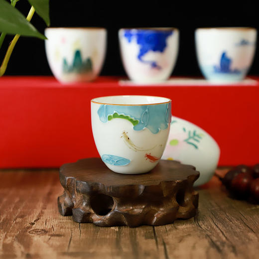 《壮美山河花开富贵暖心杯》景德镇白瓷，手工堆花，一套六盏 商品图5