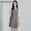 oldcolour秋季新款收腰显瘦泡泡袖拼接短袖连衣裙女P311001A1 商品缩略图2