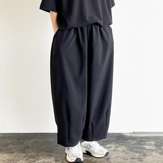 HARVESTY 黑色细纹理阔腿裤休闲裤 商品图0