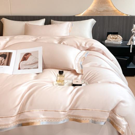 【一抹淸“凉“，夏日睡眠新宠儿】夏季新款 凉感天丝四件套 纯色高端刺绣 冰丝床上用品 家用被套床单四件套-QQ 商品图2