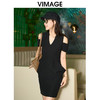 转款下架-VIMAGE纬漫纪夏季新款V领时尚OL漏肩通勤气质修身显瘦连衣裙V2107761 商品缩略图3