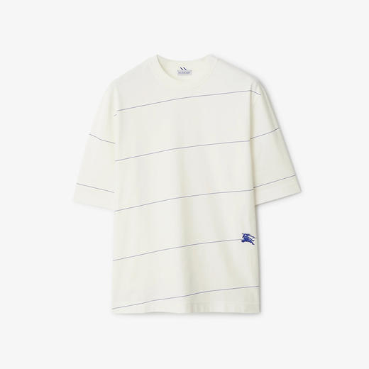 BURBERRY 巴宝莉 男士马术骑士徽标刺绣条纹棉质圆领短袖T恤 白色 8083612 B7264 商品图0