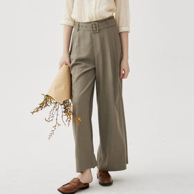 谜底阔腿裤女2024秋季新品通勤风优雅松弛感长裤配腰带243MK1073