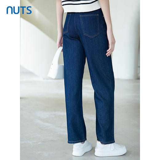 NUTS春秋季新款复古宽松直筒阔腿显瘦水洗牛仔长裤4391101A1 商品图4