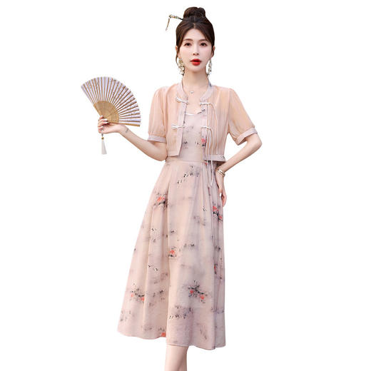 2024夏季女装新品韩版时尚短外套印花吊带裙两件套连衣裙 YF9606 商品图4