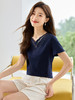 【专属特价】熙世界正肩t恤短袖2025夏季新款宽松显瘦刺绣V领百搭甜美上衣 商品缩略图3