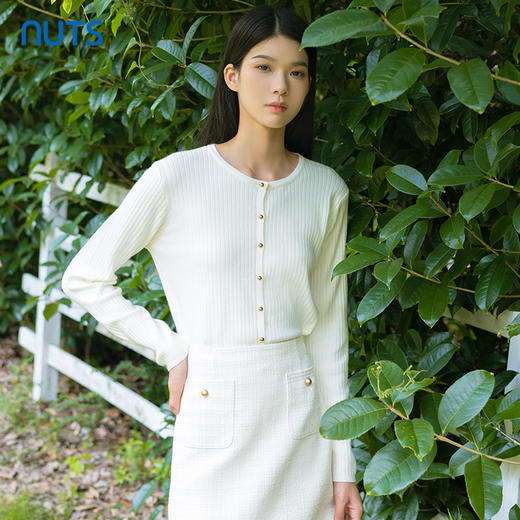NUTS2023秋季新款针织开衫女通勤时尚风毛织短外套4380521A1 商品图0