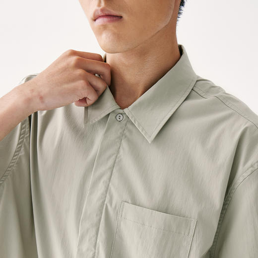 零意义meanil 男士褶皱纹理口袋小领衬衫 商品图3