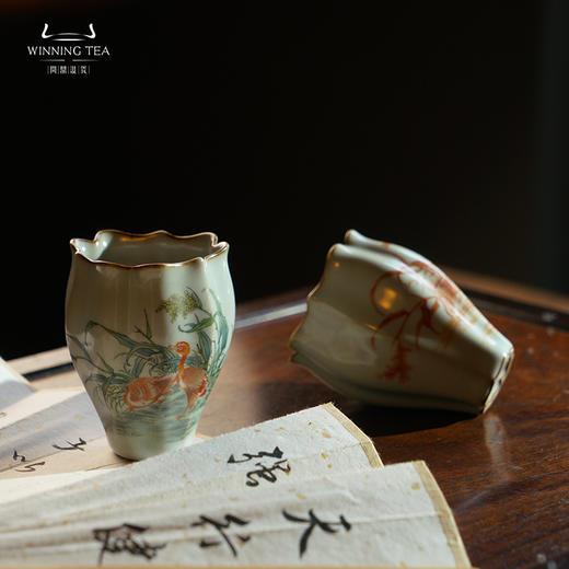 问鼎汝瓷鼎峰系列月白老款佛手杯（知野趣浓）（梵红知野趣浓）（缺货） 商品图1