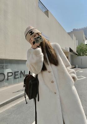 【反季清仓福利】仿水貂绒皮草一体长款外套  加厚皮毛 环保皮草大衣  气质百搭，穿出高级感