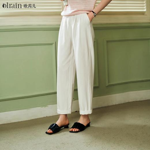 OLrain欧芮儿白色高腰直筒牛仔裤女夏季2024年新款休闲长裤小个子 商品图0