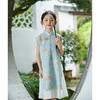 LSB3001女童新中式连衣裙绿色奥黛旗袍夏季2024新款小女孩中国风古风汉服 商品缩略图4