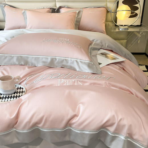 【颜值主义，C位出道】A类60支长绒棉床上四件套 全棉纯棉 轻奢绣花 裸睡被套床单床笠四件套-QQ 商品图7