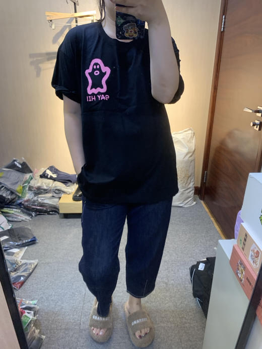 水淼2024夏新款纯棉宽松印花小怪兽减龄T恤8039 商品图0