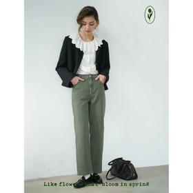 shyshystill/shy202202019/清爽薄荷绿做旧牛仔裤