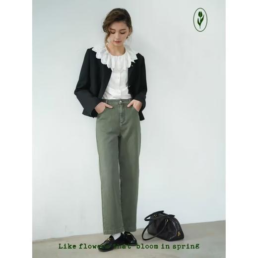 shyshystill/shy202202019/清爽薄荷绿做旧牛仔裤 商品图0