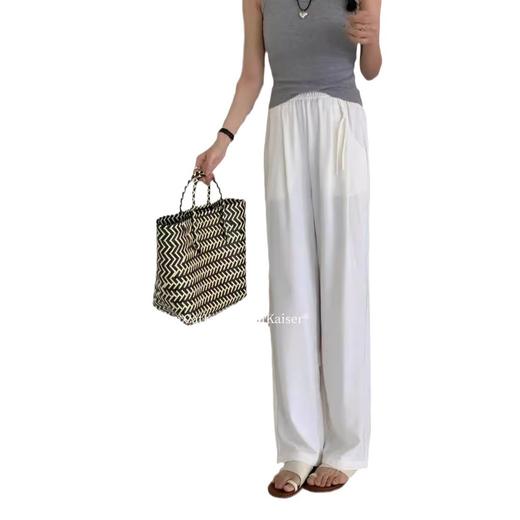 CatKaiser新中式冰丝肌理速干裤冰丝阔腿裤女夏季薄款高腰阔腿裤 商品图5