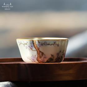 问鼎汝瓷天青老款小五行杯（鸟之树叶）