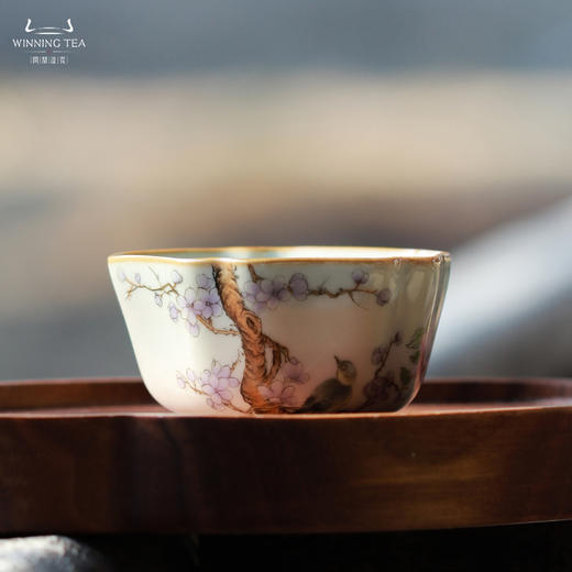 问鼎汝瓷天青老款小五行杯（鸟之树叶） 商品图0