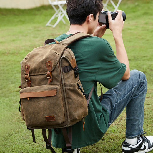 狼族优选丨单反微单相机帆布双肩摄影包无人机通用 商品图2