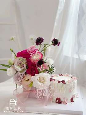 蛋糕+小花束