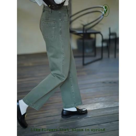 shyshystill/shy202202019/清爽薄荷绿做旧牛仔裤 商品图1