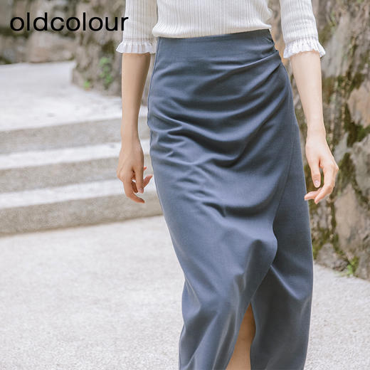 oldcolour秋季新款不规则开叉设计感高腰包臀半身裙女P340603A1 商品图4