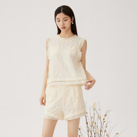 谜底套装女士2024秋季新品小香风后背蝴蝶结上衣+短裤243MTZ0960