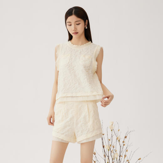 谜底套装女士2024秋季新品小香风后背蝴蝶结上衣+短裤243MTZ0960 商品图0