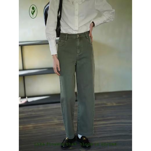 shyshystill/shy202202019/清爽薄荷绿做旧牛仔裤 商品图2