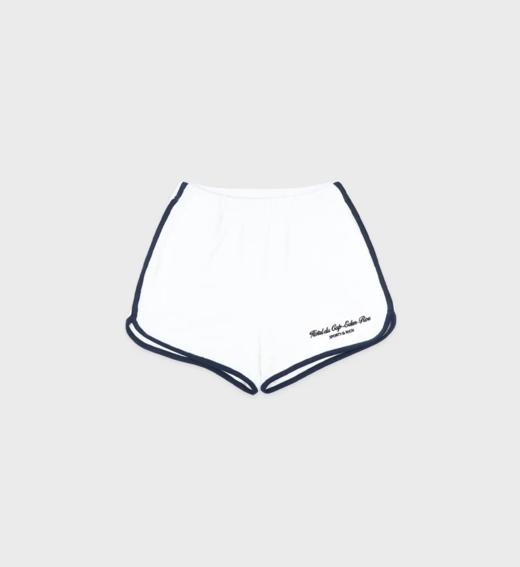 Sporty & Rich - Hotel du Cap Cursive Terry Short - White/Navy - 女装 - 短裤 - 白色/深蓝色 商品图0