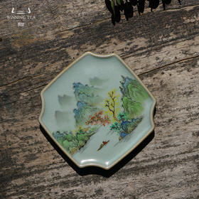 问鼎汝瓷鼎系列天青老款方圆壶承（青绿山水）（缺货）