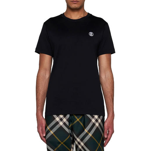 【一】BURBERRY 巴宝莉 男士TB专属标识刺绣棉质圆领短袖T恤 黑色 8084014 A1189 商品图1