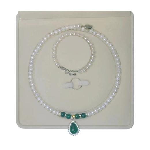 【经典】珍珠绿玉髓项链套装 商品图3