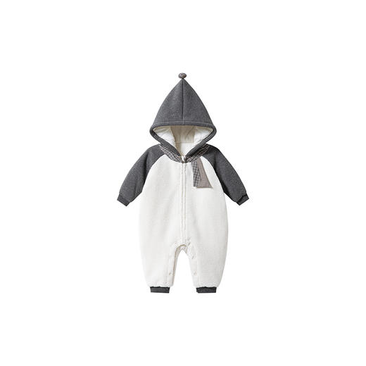 英氏童装暖绒夹棉连体衣保暖秋冬婴儿衣服男童棉服新款防静电 商品图1