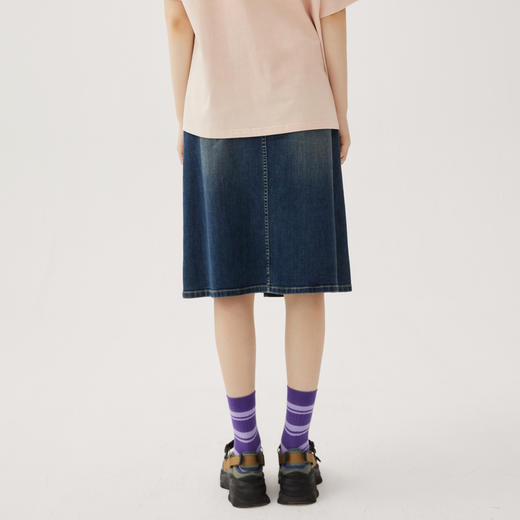 谜底牛仔半身裙2024秋新品复古高腰百搭都市休闲中长裙243MB1002 商品图2