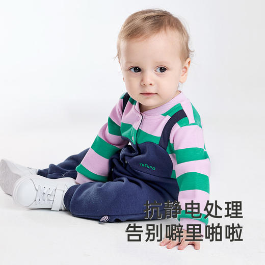 英氏婴童连体衣秋季加绒保暖男童女童爬服月亮裆新款 商品图2