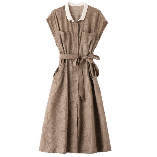 2024年夏季新款气质时尚POLO领高腰A字舒适透气收腰显瘦连衣裙MLJL88025 商品图4