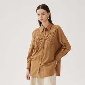 谜底大廓形立体绣花衬衣2024秋季新品慵懒风衬衫女长袖243MC1170