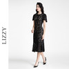 LIZZY 法式优雅古典鱼尾荷叶袖假透肤收腰长款连衣裙7617 商品缩略图2