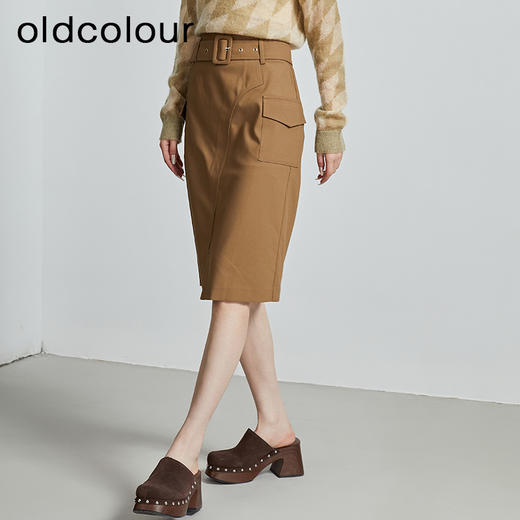oldcolour秋季新款设计感小众显瘦开叉包臀半身裙子女P330602A1 商品图1