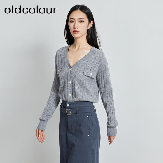 oldcolour秋季新款羊毛衫女100%纯绵羊毛V领长袖针织衫P340507A1 商品图1