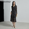 oldcolour秋季新款设计感显瘦时尚V领碎花长袖连衣裙女P321009A1 商品缩略图2