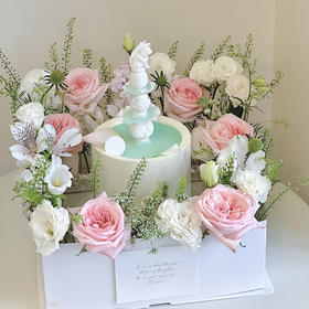 粉色系许愿池 | 多比尼花园（鲜花不一定能买到一样的，按色系搭配）