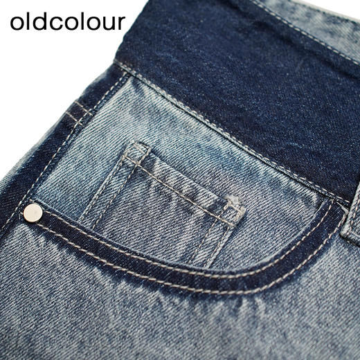 oldcolour夏季新款高腰阔腿破洞休闲设计感牛仔短裤女P26111105 商品图2