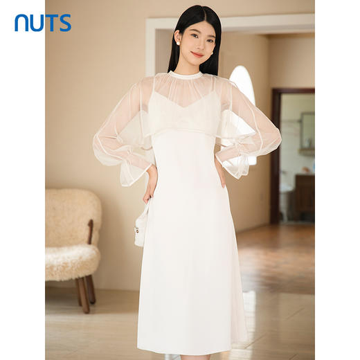 NUTS2023秋季新款气质设计感修身显瘦网纱+吊带连衣裙女4391008A1 商品图2