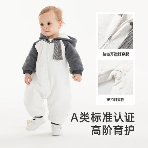英氏童装暖绒夹棉连体衣保暖秋冬婴儿衣服男童棉服新款防静电 商品图4