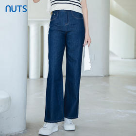 NUTS春秋季新款复古宽松直筒阔腿显瘦水洗牛仔长裤4391101A1