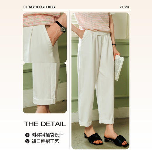 OLrain欧芮儿白色高腰直筒牛仔裤女夏季2024年新款休闲长裤小个子 商品图3