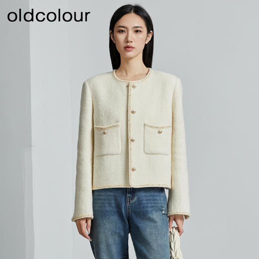 oldcolour秋季新款圆领轻熟甜美淑女小香风羊毛外套女P340405A1 商品图1